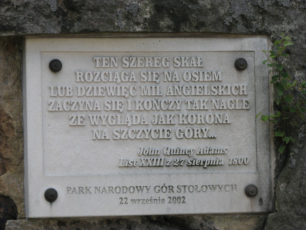 Szczeliniec Wielki, tablica upamiętniająca wejście przyszłego prezydenta USA