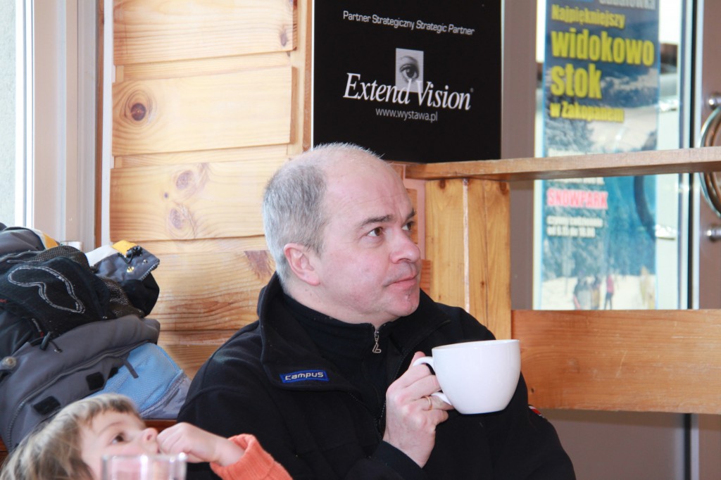Tomasz Zimoch w restauracji na szczycie Kasprowego Wierchu Tomasz Zimoch w restauracji na szczycie Kasprowego Wierchu