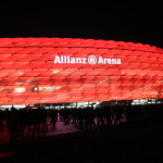 Monachium, Allianz Arena - widok stadionu w nocy