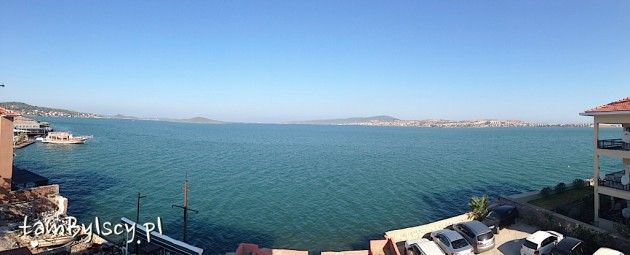 Ayvalik, hotel Kaptan, widok z balkonu, panorama Morza Egejskiego