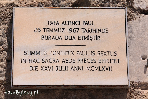 Selçuk, bazylika św.Jana, pamiątka po wizycie papieża Pawła VI