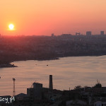 Stambuł, wieża Galata, zachód słońca nad miastem