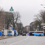 Kijów, milicyjna blokada dzielnicy rządowej, sobota 18 stycznia 2014 r.