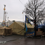 Kijów, namioty protestantów na Placu Niepodległości (Majdanie), sobota 18 stycznia 2014 r.