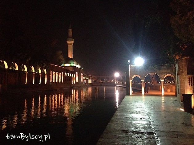 Sanliurfa, jezioro Balıklı Göl nocą