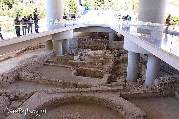 Ateny, antyczne ruiny osady pod nowym muzeum Akropolu