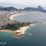 Rio de Janeiro z lotu ptaka, cypel Arpoador pomiędzy Ipanemą a Copacabaną