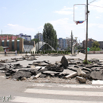 Kosowo, Kosowska Mitrowica, most na rzece Ibar od strony serbskiej