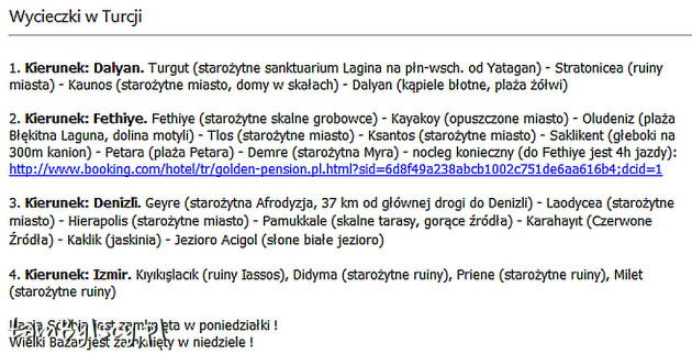 Tak wyglądają nasze plany. Plan wycieczek po Turcji podczas pobytu wakacyjnego (zrealizowany tylko częściowo)
