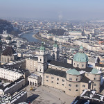 Salzburg, zamek Hochensalzburg, panorama miasta widoczna z zamku